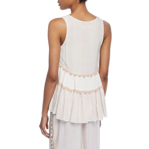 JONATHAN SIMKHAI Embroidered Voile Lightweight Tiered Tank - Picture 3 of 10